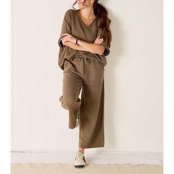 Voyageur By Mersea Frenchie Raw Edge V-Neck Sweatshirt Top Oversized OS 283408 - Picture 3 of 11